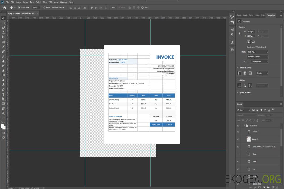 Modèle de facture de service de nettoyage commercial template Modèle de facture de service de nettoyage commercial template